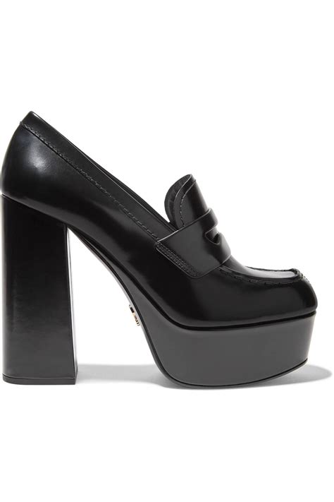 prada loafers black|platform prada loafers.